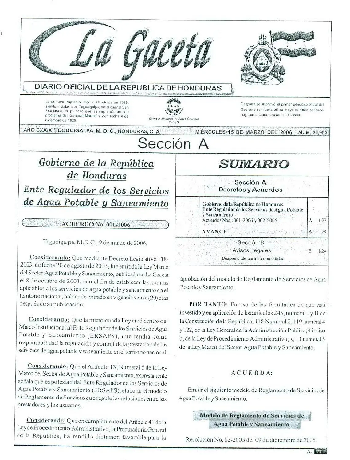 Reglamento de servicios